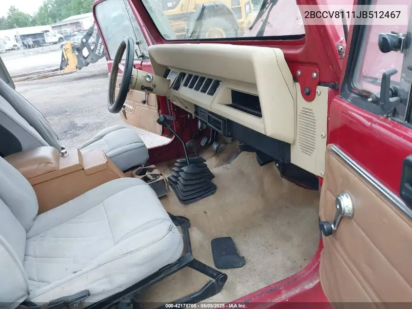 1988 Jeep Wrangler VIN: 2BCCV8111JB512467 Lot: 42178705