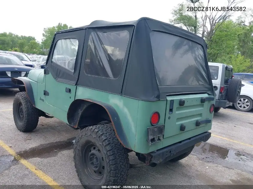 1988 Jeep Wrangler Sport VIN: 2BCCZ81K6JB543582 Lot: 42196347