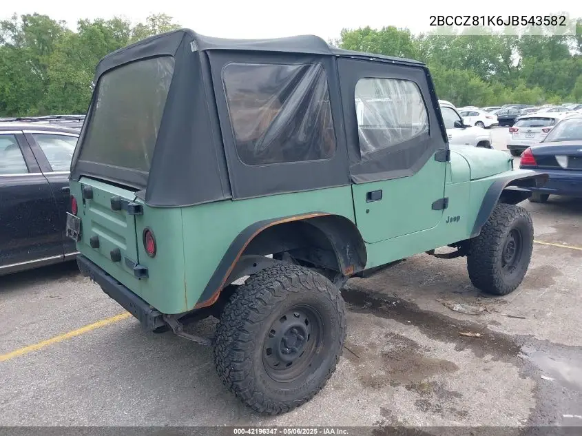 1988 Jeep Wrangler Sport VIN: 2BCCZ81K6JB543582 Lot: 42196347
