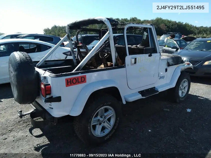 1990 Jeep Wrangler / Yj VIN: 2J4FY29T2LJ551495 Lot: 11770883
