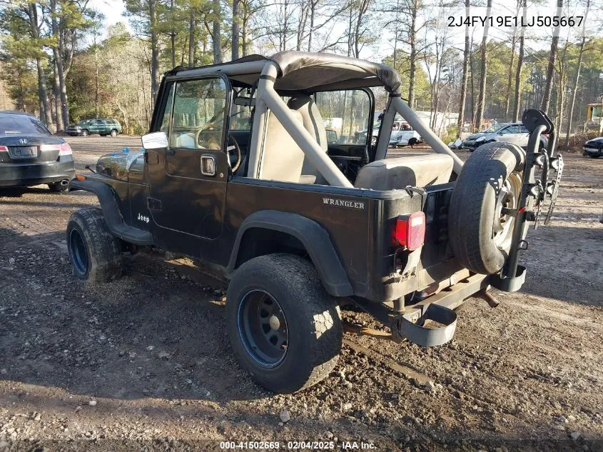 1990 Jeep Wrangler / Yj S VIN: 2J4FY19E1LJ505667 Lot: 41502669
