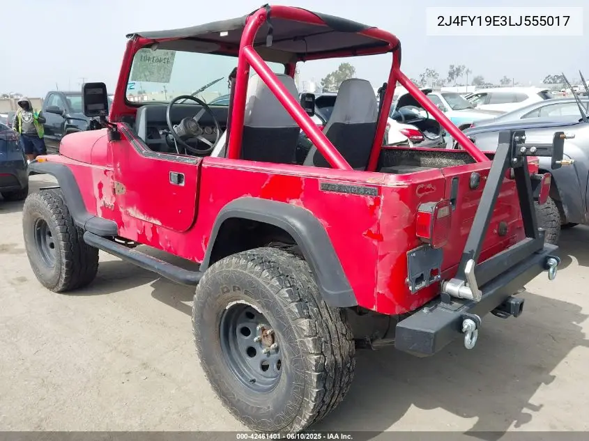 1990 Jeep Wrangler / Yj S VIN: 2J4FY19E3LJ555017 Lot: 42461401