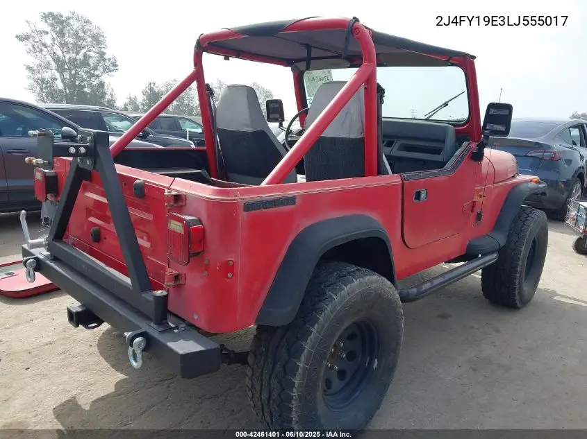 1990 Jeep Wrangler / Yj S VIN: 2J4FY19E3LJ555017 Lot: 42461401