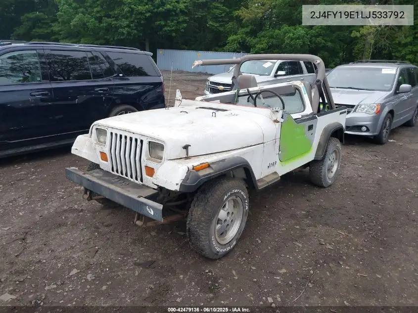 1990 Jeep Wrangler / Yj S VIN: 2J4FY19E1LJ533792 Lot: 42479136