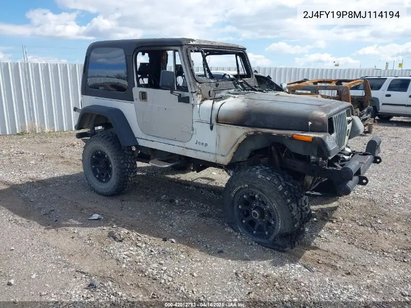 1991 Jeep Wrangler / Yj S VIN: 2J4FY19P8MJ114194 Lot: 42012783