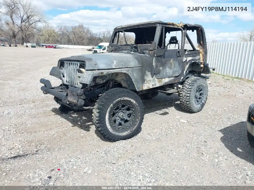 1991 Jeep Wrangler / Yj S VIN: 2J4FY19P8MJ114194 Lot: 42012783