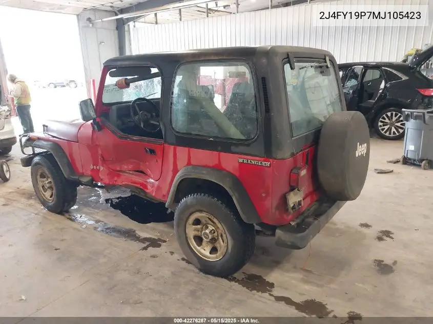 1991 Jeep Wrangler / Yj S VIN: 2J4FY19P7MJ105423 Lot: 42276287
