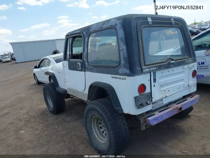 1992 Jeep Wrangler / Yj S VIN: 2J4FY19P0NJ552841 Lot: 42059957