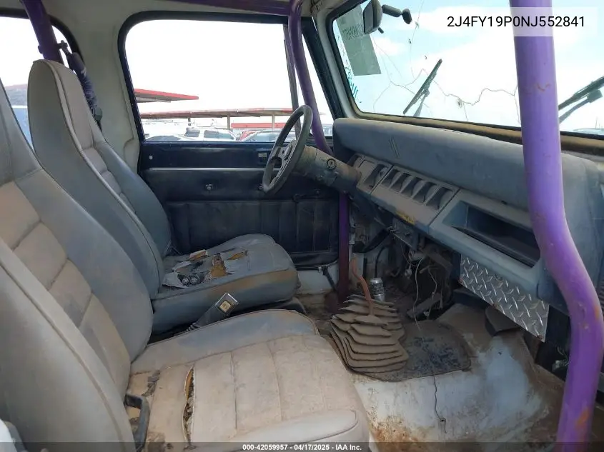 1992 Jeep Wrangler / Yj S VIN: 2J4FY19P0NJ552841 Lot: 42059957