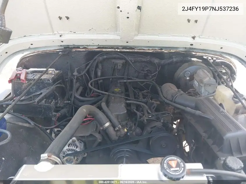 1992 Jeep Wrangler / Yj S VIN: 2J4FY19P7NJ537236 Lot: 42513071