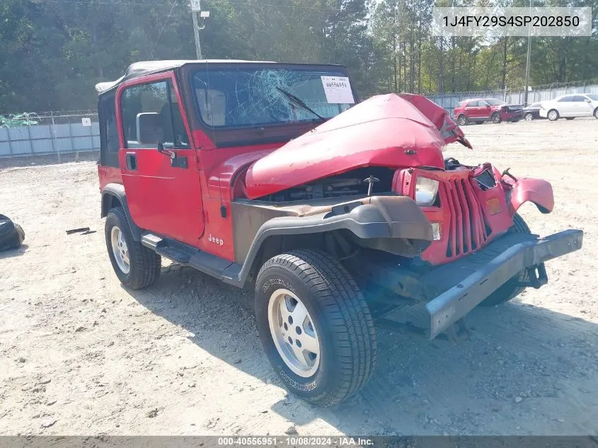 1995 Jeep Wrangler / Yj Se VIN: 1J4FY29S4SP202850 Lot: 40556951
