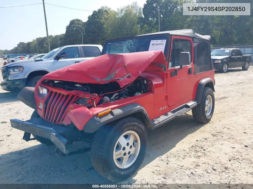1995 Jeep Wrangler / Yj Se VIN: 1J4FY29S4SP202850 Lot: 40556951