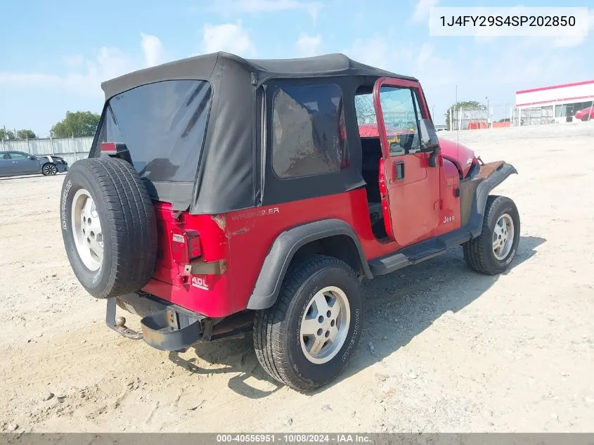1995 Jeep Wrangler / Yj Se VIN: 1J4FY29S4SP202850 Lot: 40556951