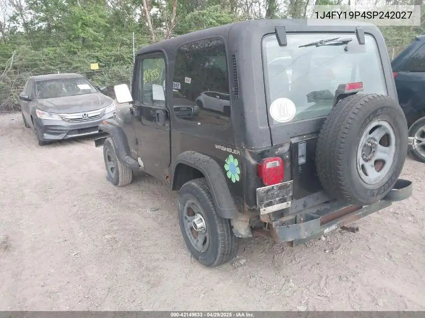 1995 Jeep Wrangler / Yj S/Rio Grande VIN: 1J4FY19P4SP242027 Lot: 42149833
