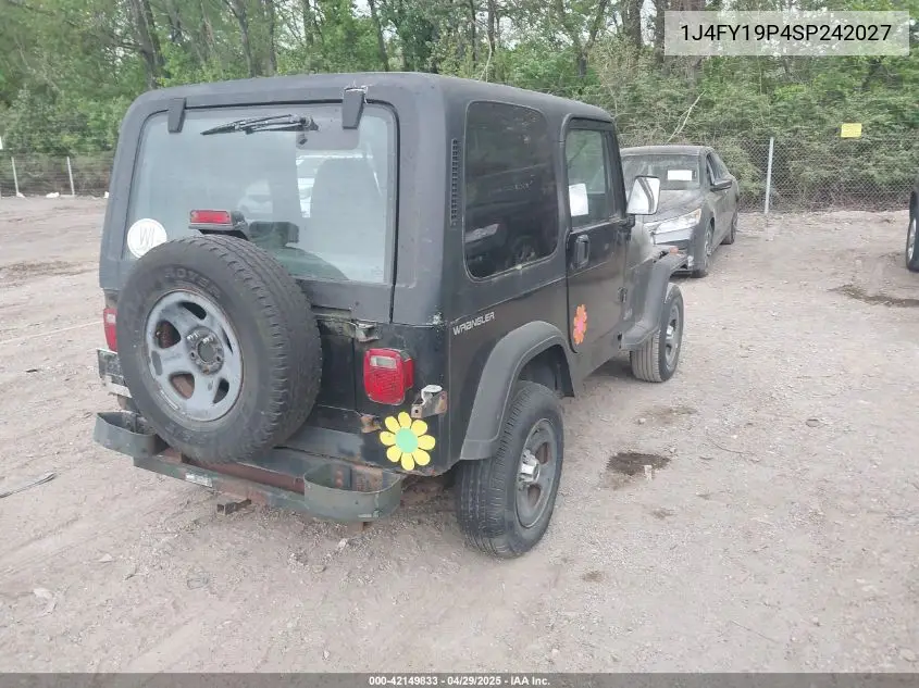 1995 Jeep Wrangler / Yj S/Rio Grande VIN: 1J4FY19P4SP242027 Lot: 42149833