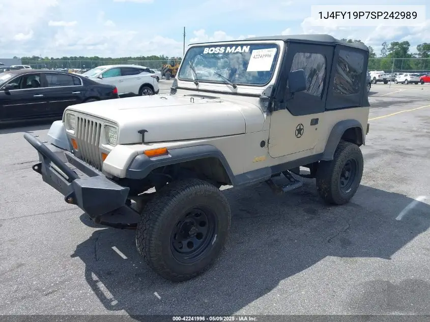 1995 Jeep Wrangler / Yj S/Rio Grande VIN: 1J4FY19P7SP242989 Lot: 42241996