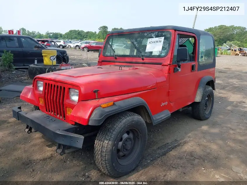 1995 Jeep Wrangler / Yj Se VIN: 1J4FY29S4SP212407 Lot: 42443030