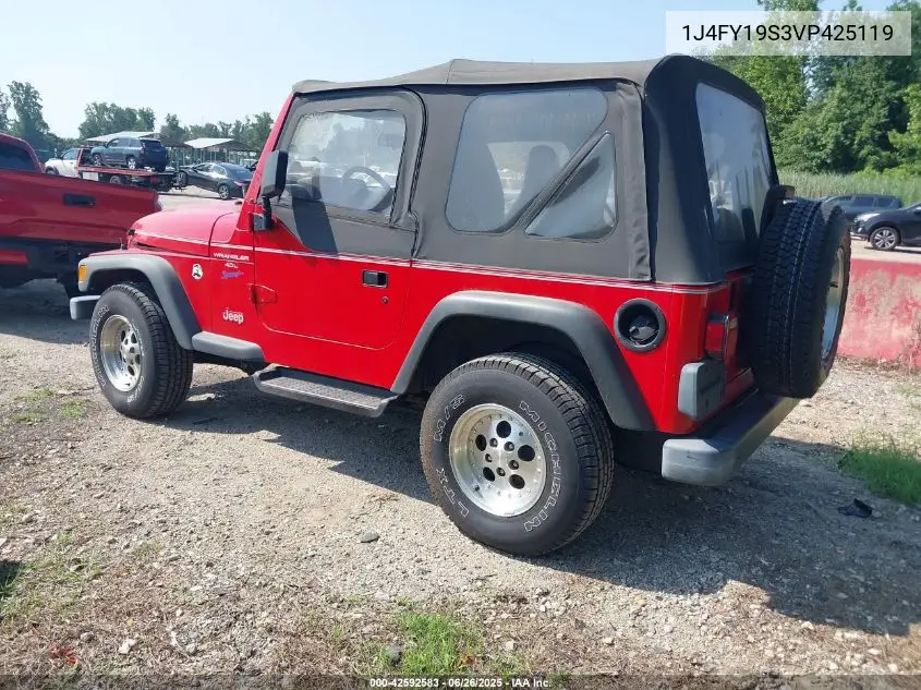 1997 Jeep Wrangler Sport VIN: 1J4FY19S3VP425119 Lot: 42592583