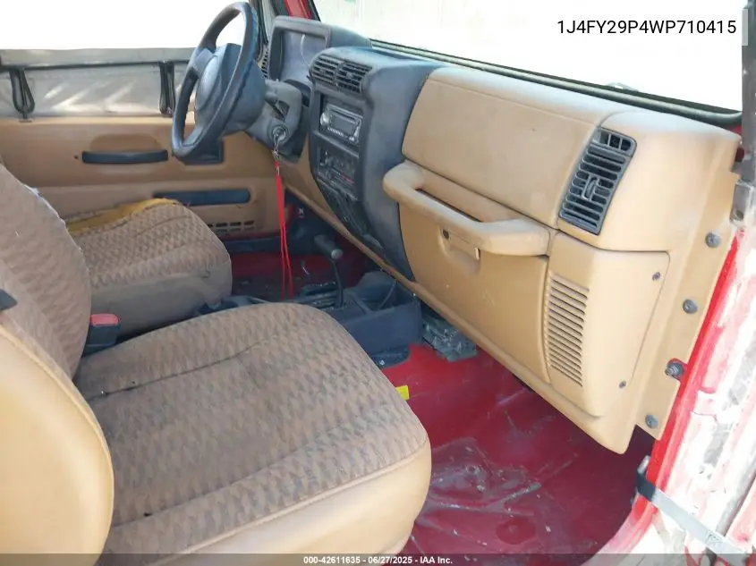 1998 Jeep Wrangler Se VIN: 1J4FY29P4WP710415 Lot: 42611635