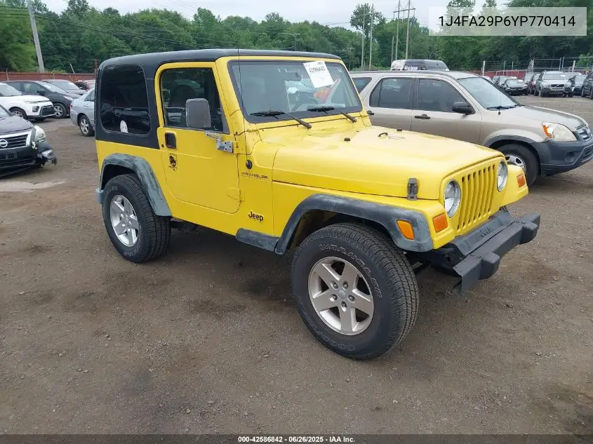 2000 Jeep Wrangler Se VIN: 1J4FA29P6YP770414 Lot: 42586842