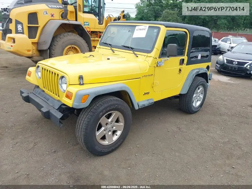 2000 Jeep Wrangler Se VIN: 1J4FA29P6YP770414 Lot: 42586842