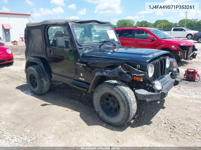 2001 Jeep Wrangler Sport VIN: 1J4FA49S71P353261 Lot: 42234059