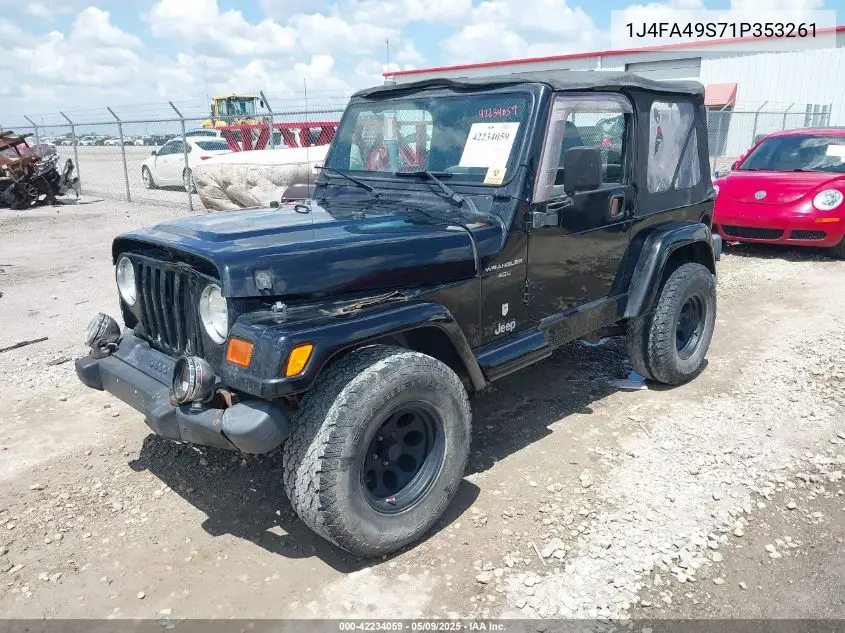 2001 Jeep Wrangler Sport VIN: 1J4FA49S71P353261 Lot: 42234059