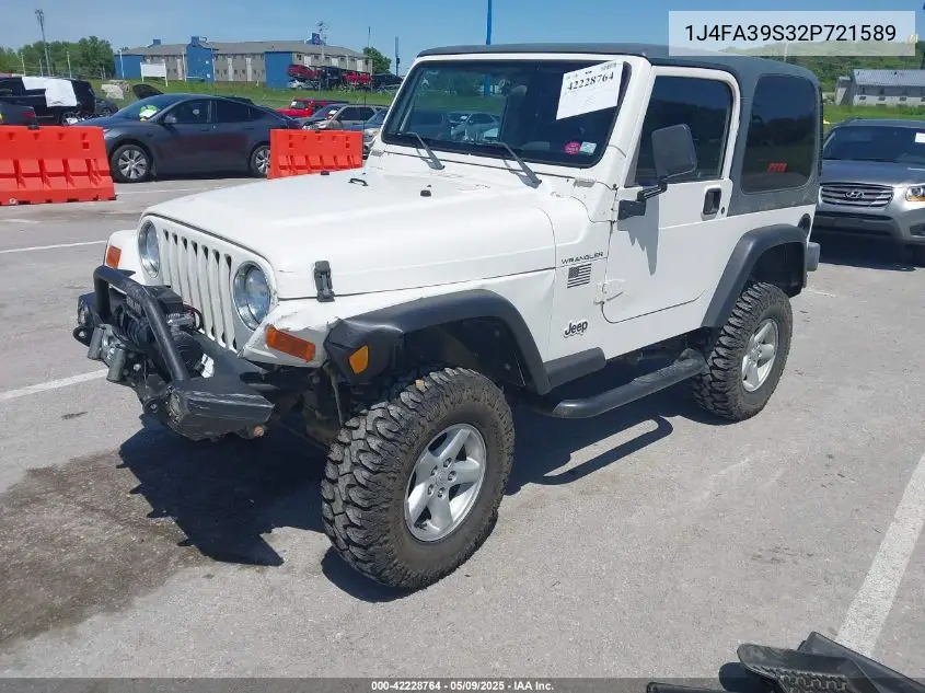 2002 Jeep Wrangler X VIN: 1J4FA39S32P721589 Lot: 42228764