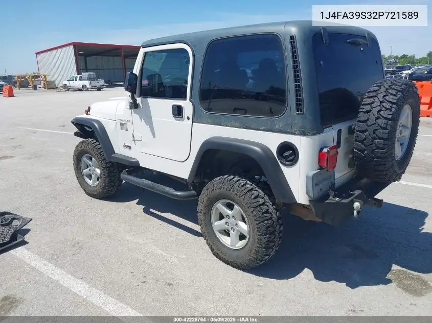 2002 Jeep Wrangler X VIN: 1J4FA39S32P721589 Lot: 42228764
