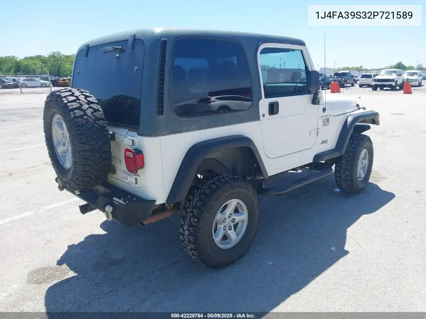 2002 Jeep Wrangler X VIN: 1J4FA39S32P721589 Lot: 42228764