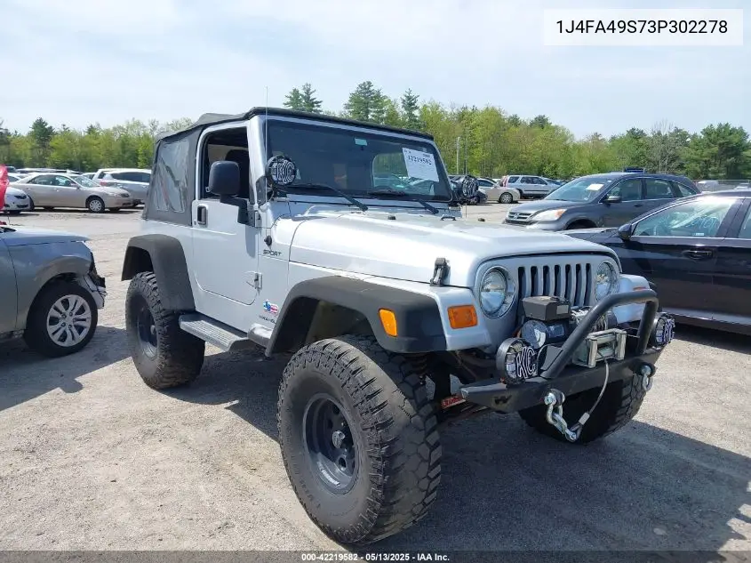 2003 Jeep Wrangler Sport VIN: 1J4FA49S73P302278 Lot: 42219582