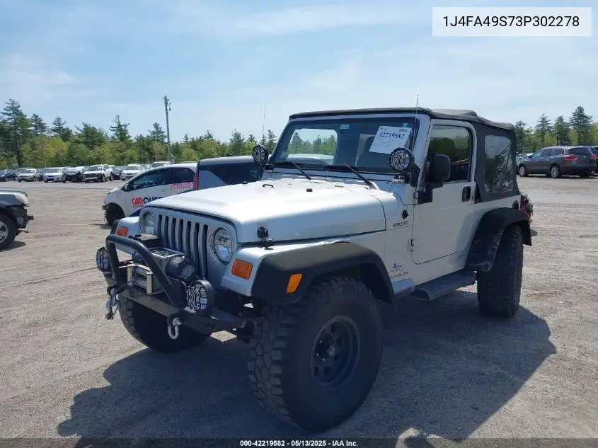 2003 Jeep Wrangler Sport VIN: 1J4FA49S73P302278 Lot: 42219582