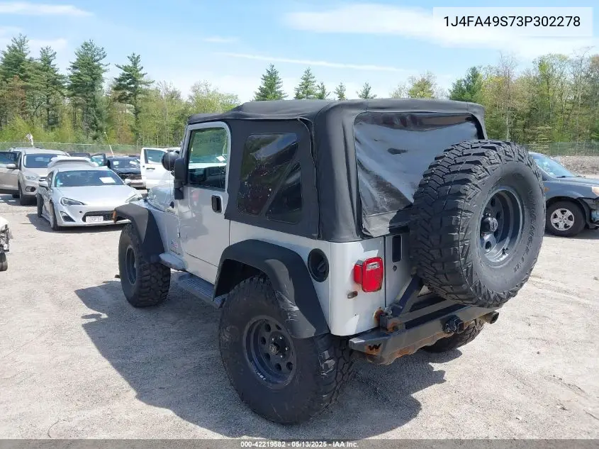 2003 Jeep Wrangler Sport VIN: 1J4FA49S73P302278 Lot: 42219582