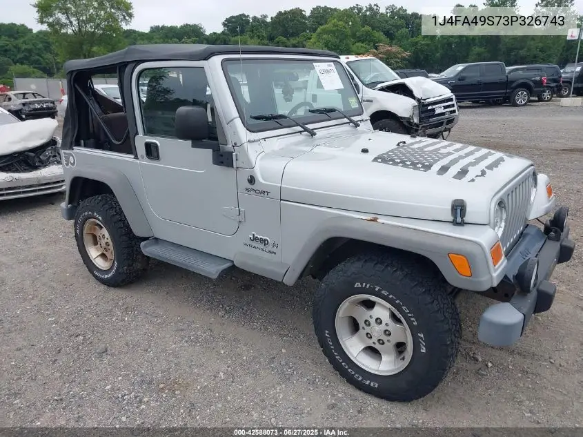 2003 Jeep Wrangler Sport VIN: 1J4FA49S73P326743 Lot: 42588073