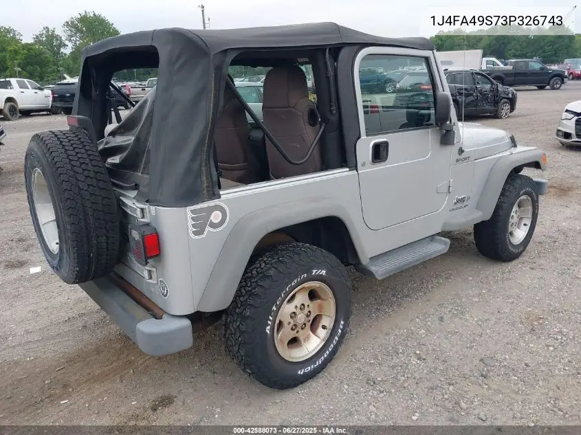 2003 Jeep Wrangler Sport VIN: 1J4FA49S73P326743 Lot: 42588073