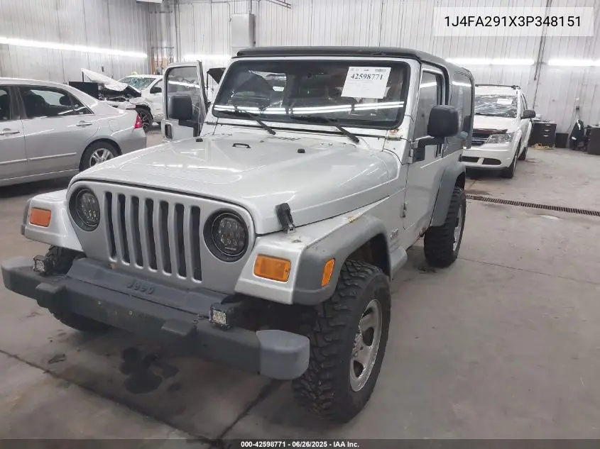 2003 Jeep Wrangler Se VIN: 1J4FA291X3P348151 Lot: 42598771
