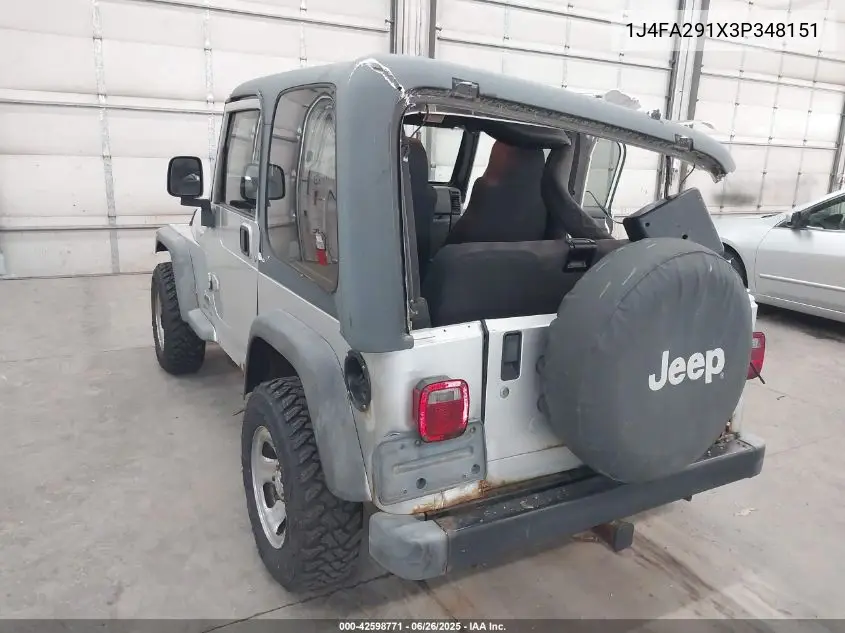 2003 Jeep Wrangler Se VIN: 1J4FA291X3P348151 Lot: 42598771
