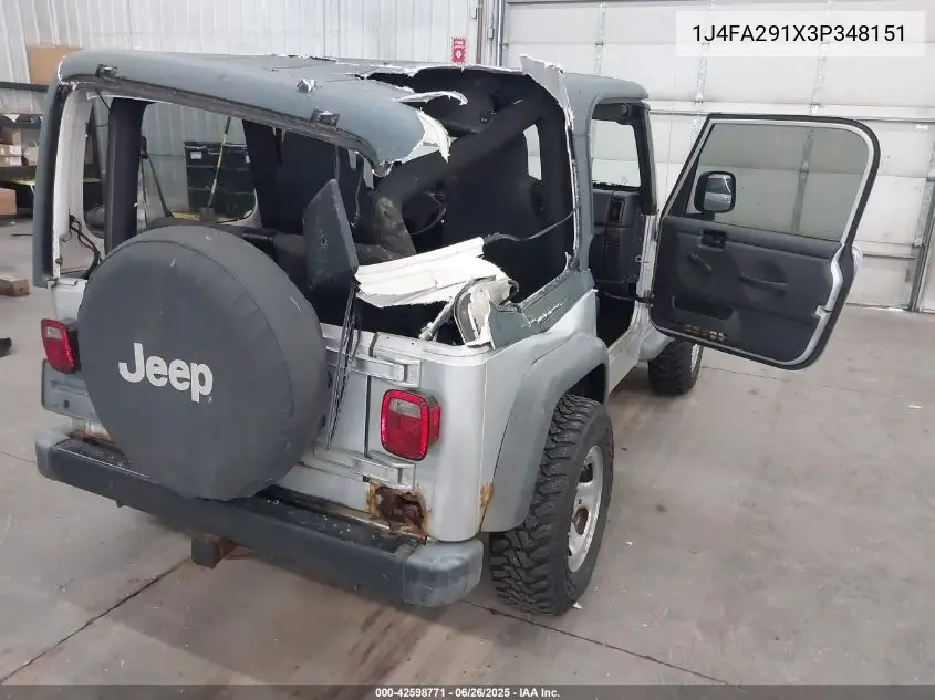 2003 Jeep Wrangler Se VIN: 1J4FA291X3P348151 Lot: 42598771