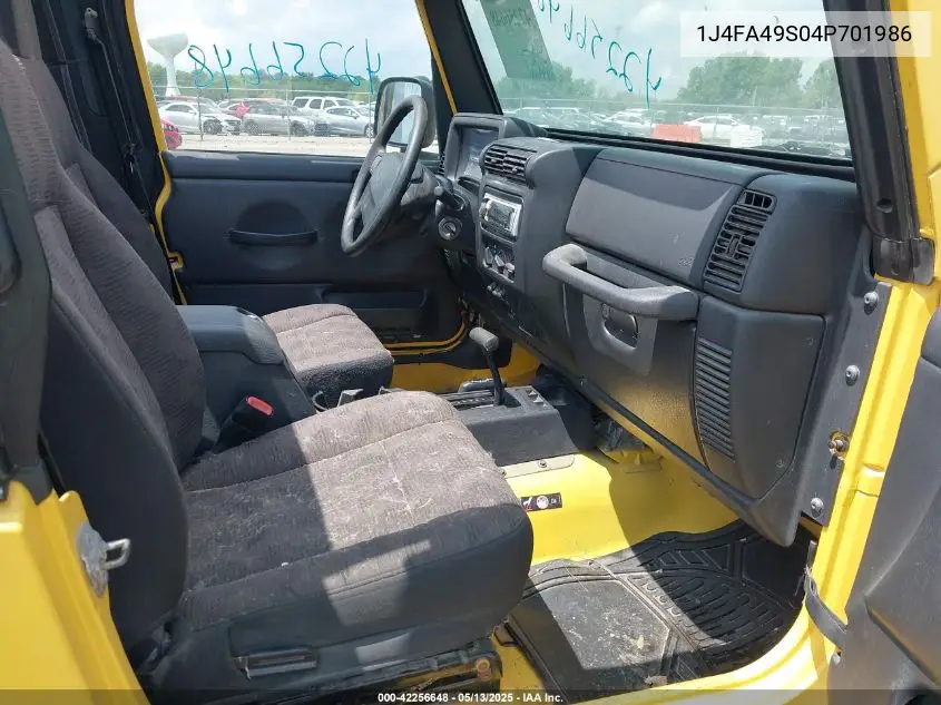 2004 Jeep Wrangler Sport VIN: 1J4FA49S04P701986 Lot: 42256648