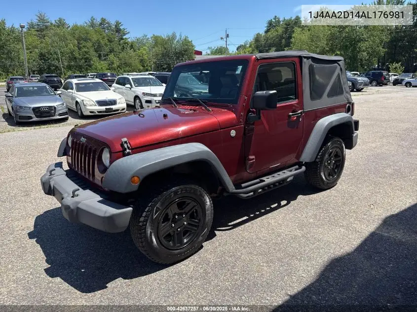 2010 Jeep Wrangler Sport VIN: 1J4AA2D14AL176981 Lot: 42637257
