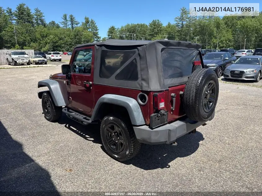 2010 Jeep Wrangler Sport VIN: 1J4AA2D14AL176981 Lot: 42637257