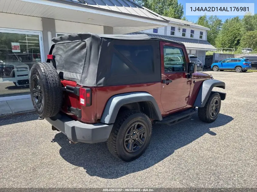 2010 Jeep Wrangler Sport VIN: 1J4AA2D14AL176981 Lot: 42637257