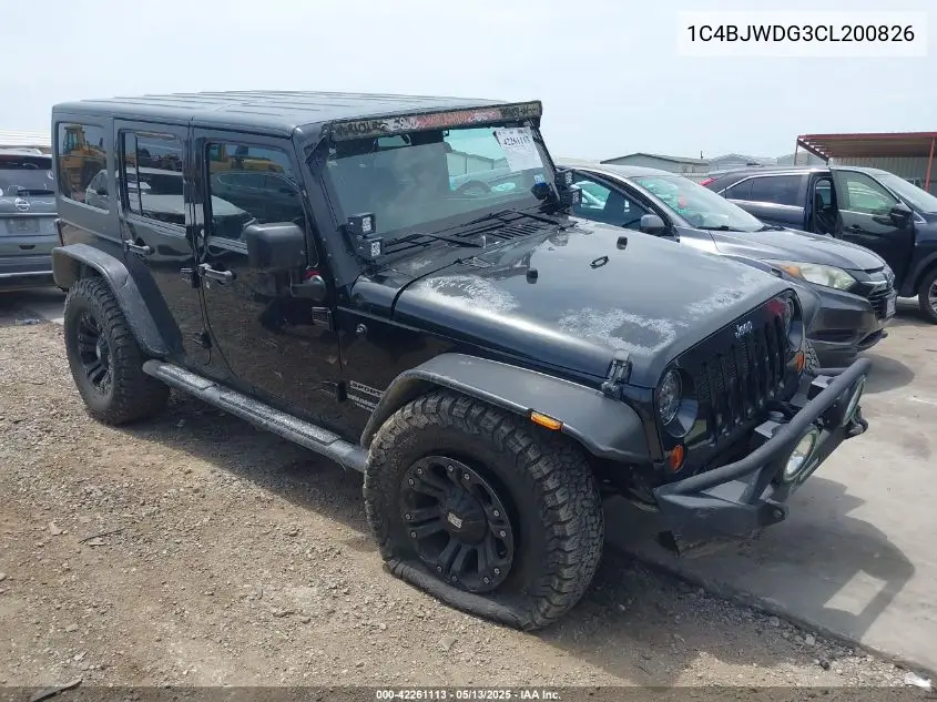 2012 Jeep Wrangler Unlimited Sport VIN: 1C4BJWDG3CL200826 Lot: 42261113