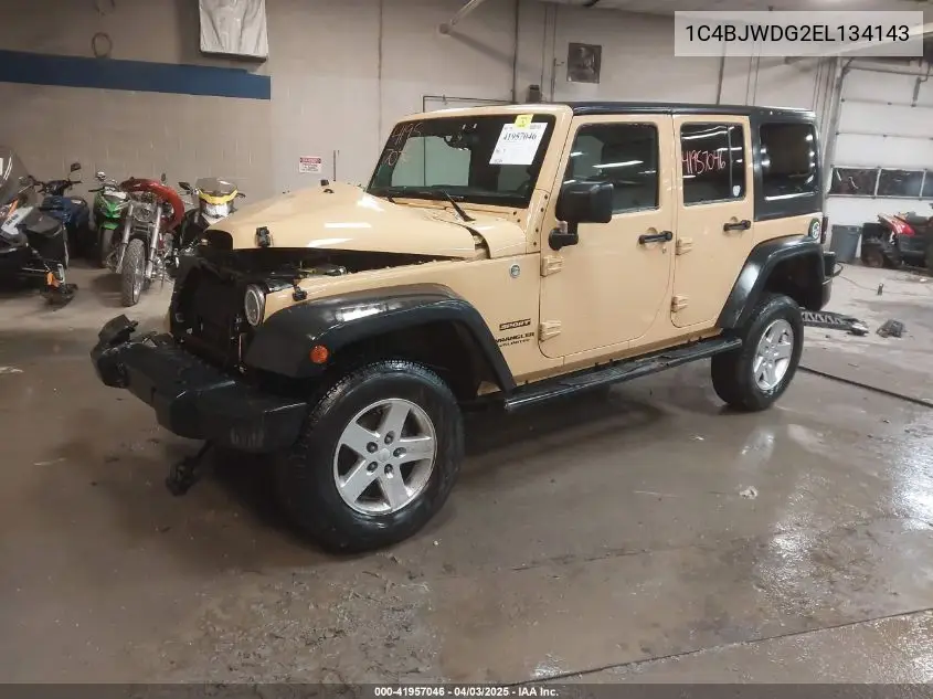 2014 Jeep Wrangler Unlimited Sport VIN: 1C4BJWDG2EL134143 Lot: 41957046