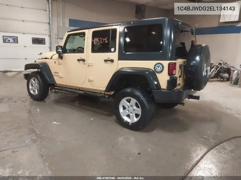 2014 Jeep Wrangler Unlimited Sport VIN: 1C4BJWDG2EL134143 Lot: 41957046