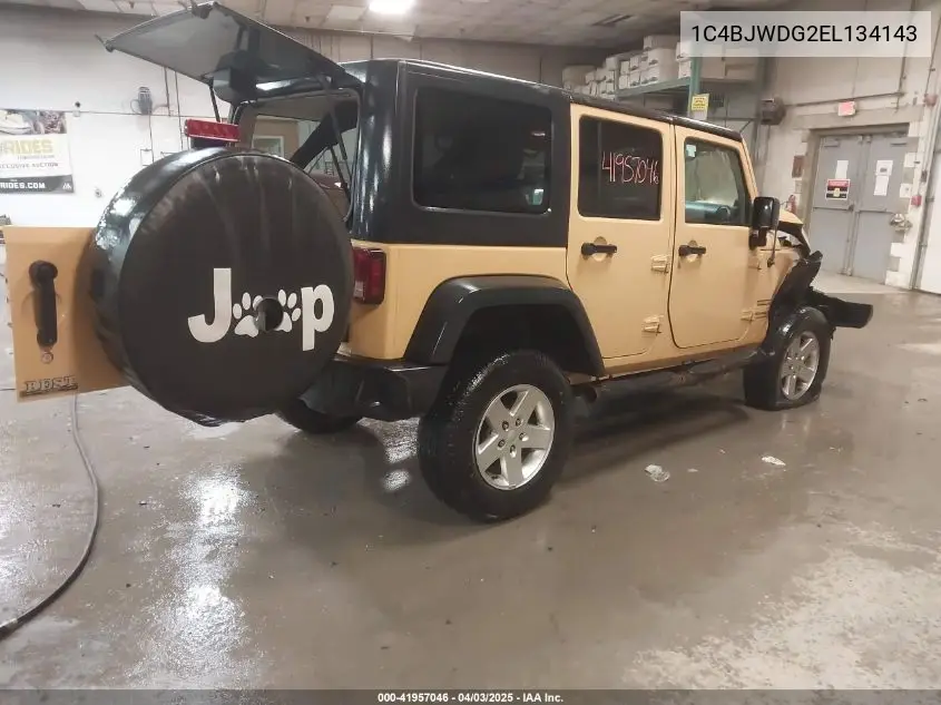 2014 Jeep Wrangler Unlimited Sport VIN: 1C4BJWDG2EL134143 Lot: 41957046
