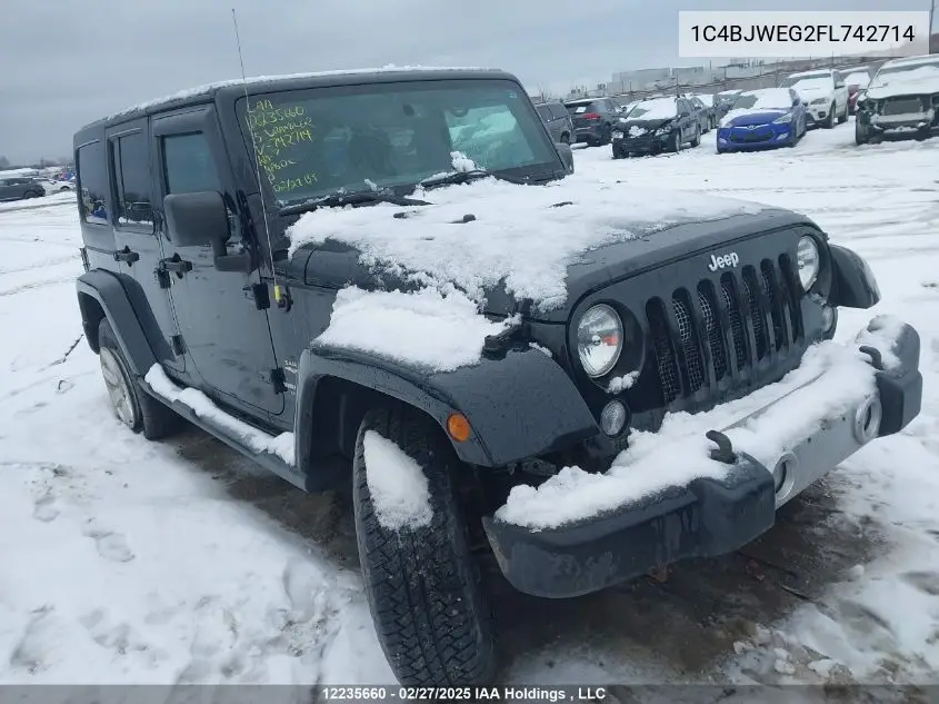 2015 Jeep Wrangler Unlimited Sahara VIN: 1C4BJWEG2FL742714 Lot: 12235660