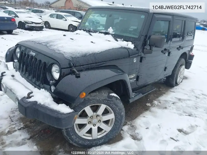 2015 Jeep Wrangler Unlimited Sahara VIN: 1C4BJWEG2FL742714 Lot: 12235660