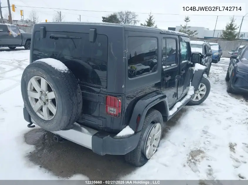 2015 Jeep Wrangler Unlimited Sahara VIN: 1C4BJWEG2FL742714 Lot: 12235660