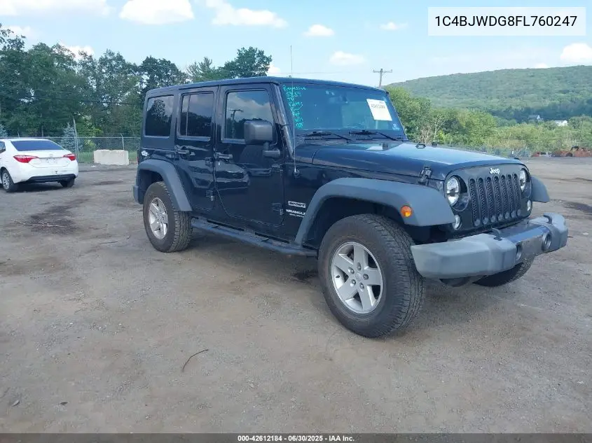 2015 Jeep Wrangler Unlimited Sport VIN: 1C4BJWDG8FL760247 Lot: 42612184